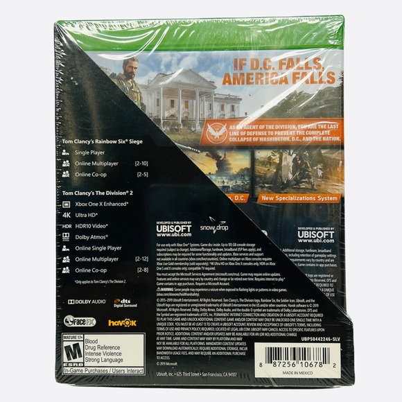 NEW Xbox One Tom Clancy's Rainbow Six Siege & The Division 2 Game Bundle. Sealed - Picture 2 of 2